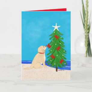 Santa Golden Dog Christmas Wishes Card