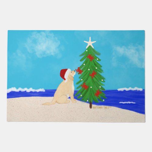Santa Golden Dog Christmas Wishes Doormat
