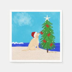 Santa Golden Dog Christmas Wishes Napkins