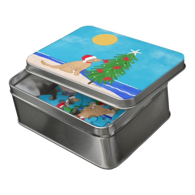 Santa Golden Dog Christmas Wishes Puzzle (Lid Open)