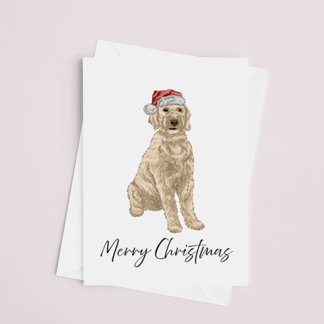 Santa Golden Doodle Watercolor Christmas Card (Creator Uploaded)