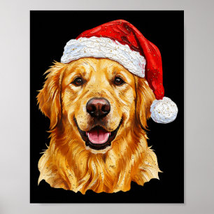 Santa Golden Retriever Christmas Golden Retriever Poster