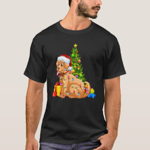 Santa Golden Retriever Christmas Lights Dog Xmas H T-Shirt
