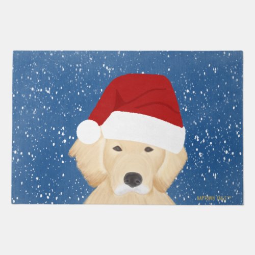Santa Golden Retriever Dog Christmas Doormat