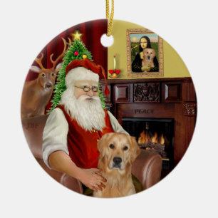 Santa - GoldenRetriever (K) Ceramic Ornament
