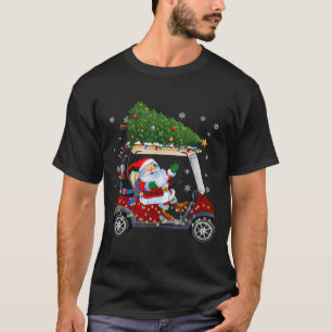 Santa Golf Cart Christmas Tree Lights Xmas Golfer  T-Shirt