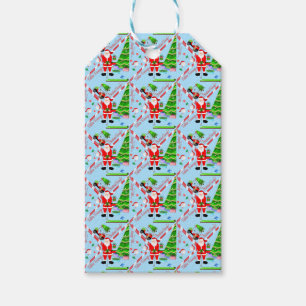 Santa Golfing by Christmas Tree  Gift Tags