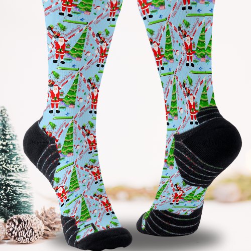 Santa Golfing by Christmas Tree Socks