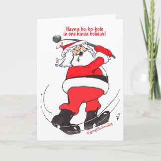 Santa golfing Christmas card. Holiday Card