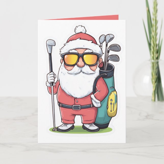 Santa Golfing Christmas Fun Card (Front)