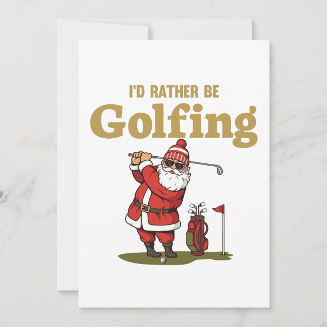 Santa Golfing Holiday Card (Front)