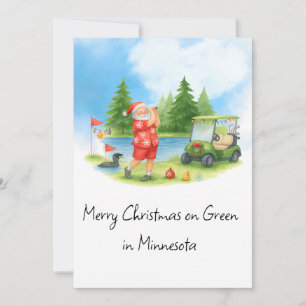 Santa Golfing in Minnesota Holiday Card