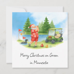 Santa Golfing in Minnesota Holiday  Card