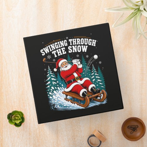 Santa Golfing Merry Christmas Golfer 3 Ring Binder