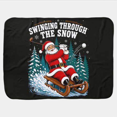 santa golfing merry christmas golfer baby blanket