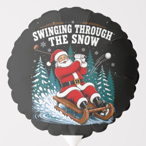 santa golfing merry christmas golfer balloon
