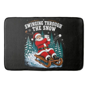 Santa Golfing Merry Christmas Golfer Bath Mat