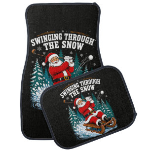 Santa Golfing Merry Christmas Golfer Car Floor Mat