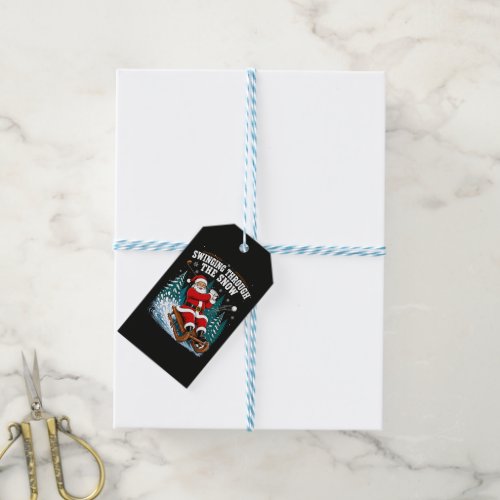 Santa Golfing Merry Christmas Golfer Gift Tags