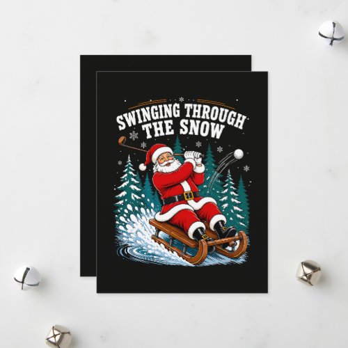 Santa Golfing Merry Christmas Golfer Holiday Card