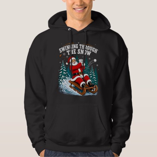 Santa Golfing Merry Christmas Golfer Hoodie