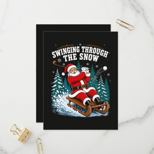 Santa Golfing Merry Christmas Golfer Invitation Postcard