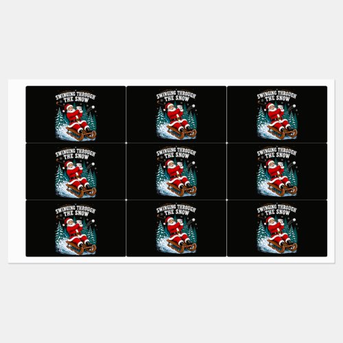 Santa Golfing Merry Christmas Golfer Labels
