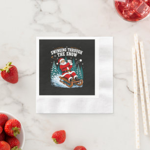santa golfing merry christmas golfer napkins