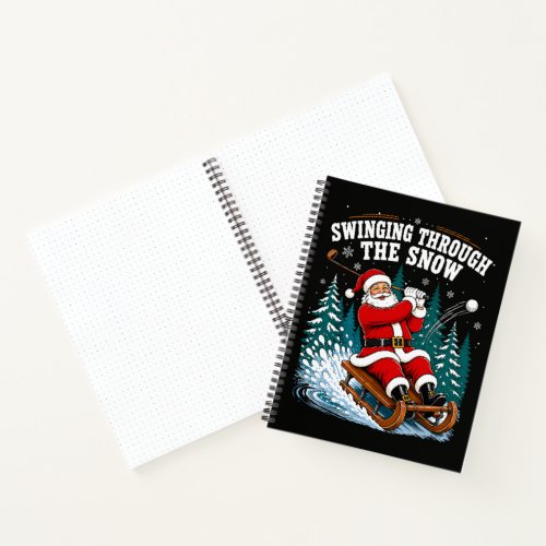 Santa Golfing Merry Christmas Golfer Notebook
