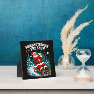 Santa Golfing Merry Christmas Golfer Plaque