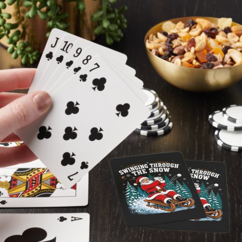 Santa Golfing Merry Christmas Golfer Poker Cards