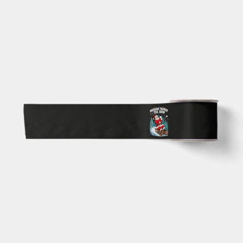 Santa Golfing Merry Christmas Golfer Satin Ribbon