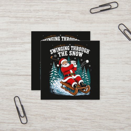 Santa Golfing Merry Christmas Golfer Square Business Card