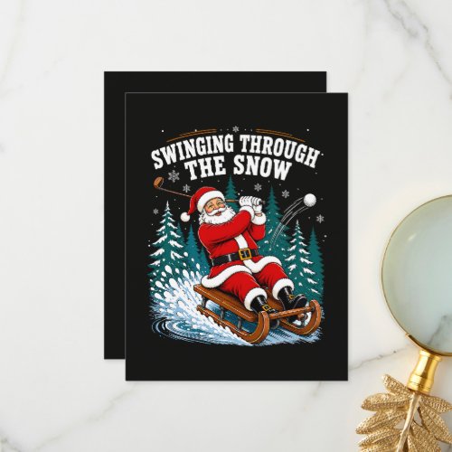 Santa Golfing Merry Christmas Golfer Thank You Card
