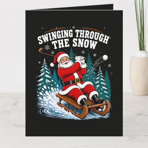 Santa Golfing Merry Christmas Golfer Thank You Card