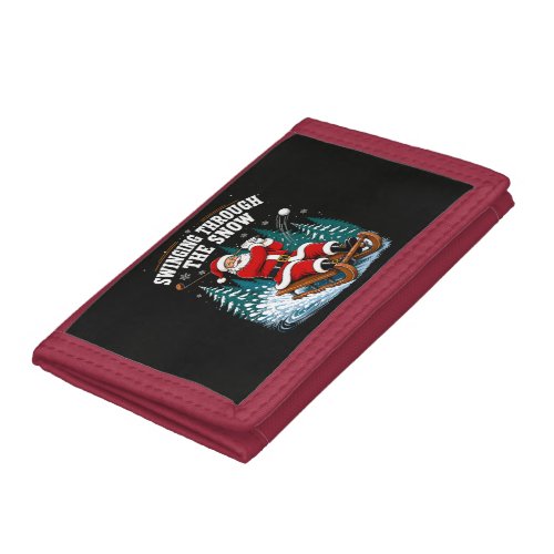 Santa Golfing Merry Christmas Golfer Trifold Wallet