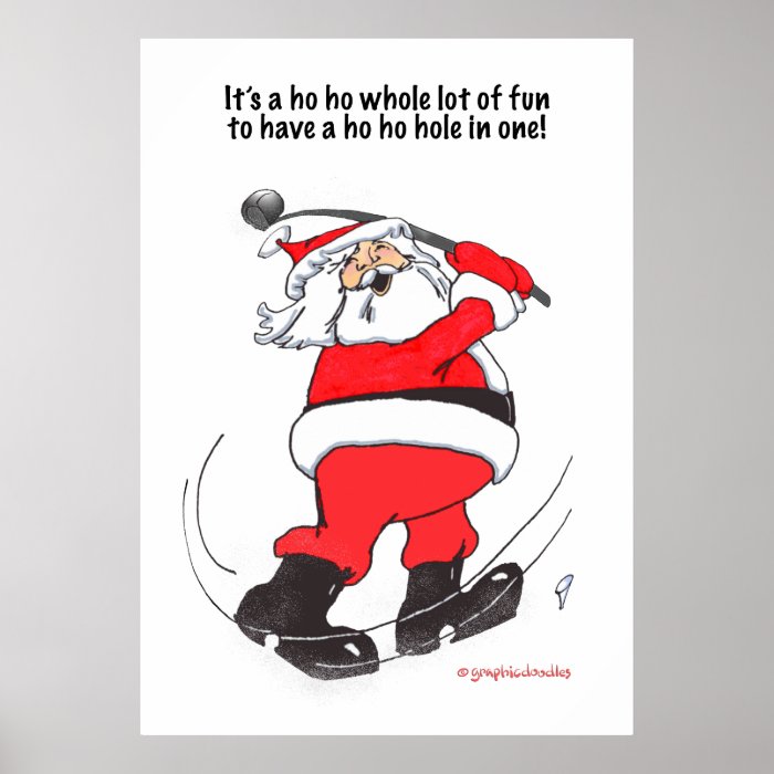 Santa golfing posters