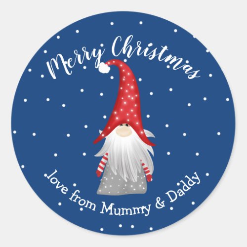 Santa gonk gnome of Christmas present merry gift Classic Round Sticker