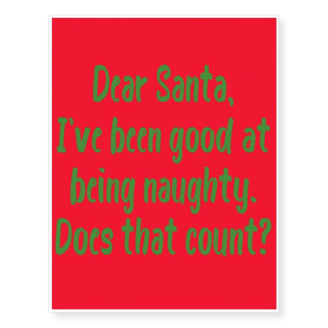Santa good naughty temporary tattoos (Front)