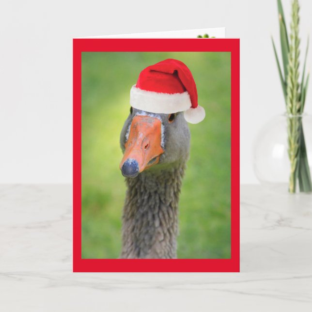 Santa Goose Funny Holiday Christmas Card (Front)