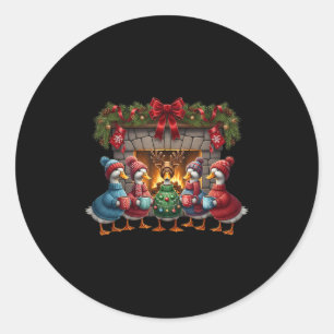 Santa Goose Merry Goosmas Xmas Goose Christmas Classic Round Sticker