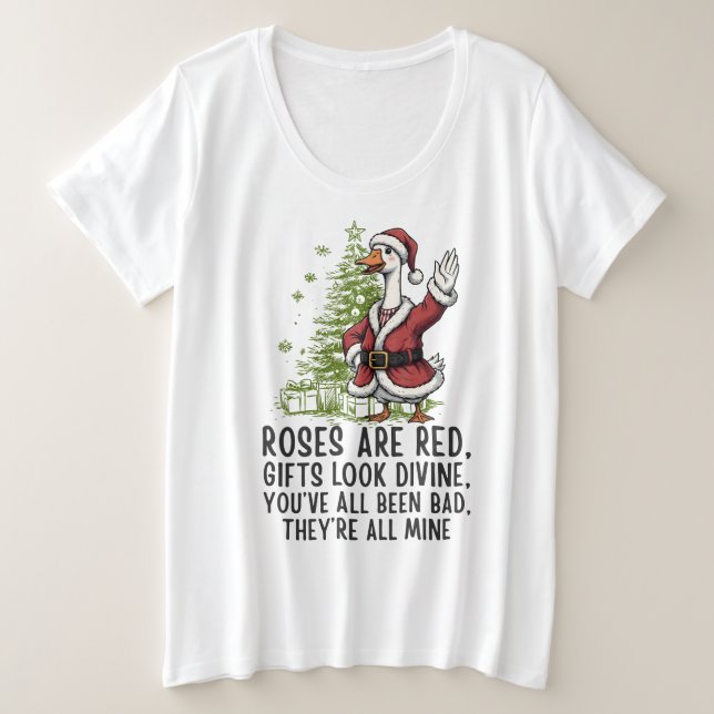 Santa Goose On The Loose - Funny Christmas Gift Plus Size T-Shirt (Design Front)