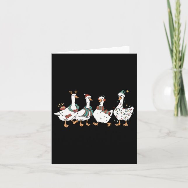 Santa Goose On The Loose Merry Goosemas Christmas  Card (Front)