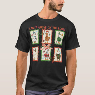 Santa Goose On The Loose Merry Goosemas Christmas T-Shirt