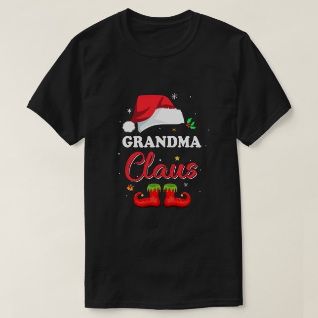 Santa Grandma Claus Matching Family Pajamas Christ T-Shirt (Design Front)