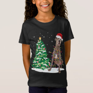 Santa Great Dane Dog Christmas Tree Light Funny Xm T-Shirt