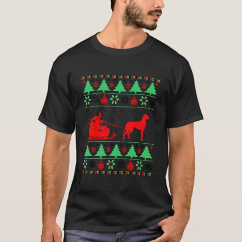 Santa Great Dane Dog Riding Sleigh Christmas Gift T_Shirt