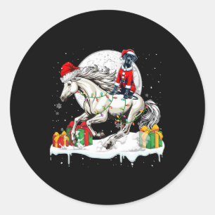 Santa Great Dane Riding Horse Christmas Owner Kids Classic Round Sticker