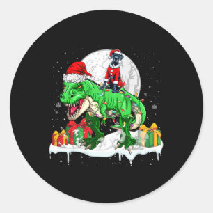 Santa Great Dane Riding T-rex Christmas Owner Kids Classic Round Sticker