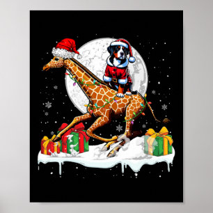 Santa Greater Swiss Mountain Riding Giraffe Christ Poster